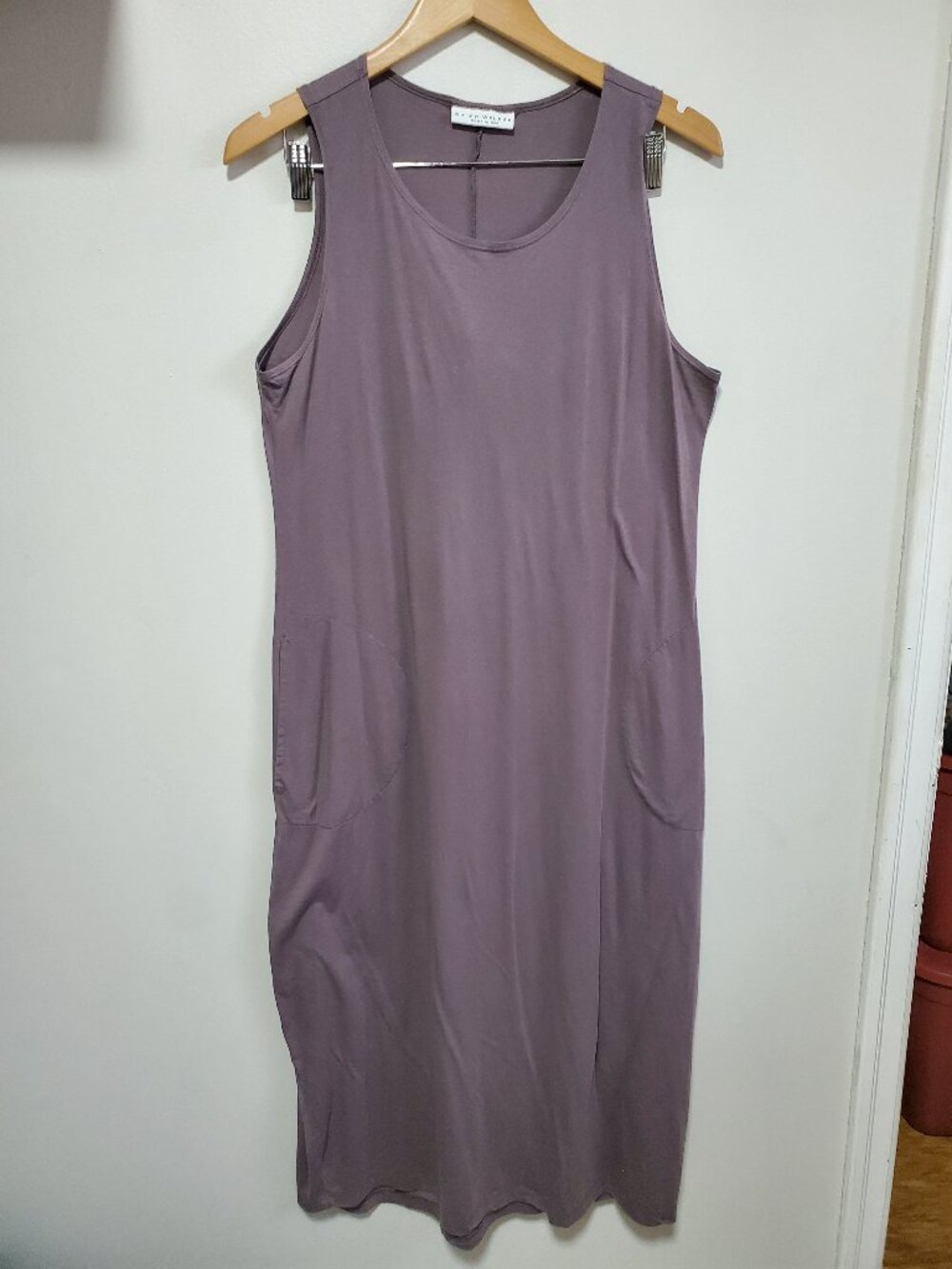 BRYN WALKER Supima Cotton Maxi Dress Mauve Purple Small Sleeveless Lagenlook